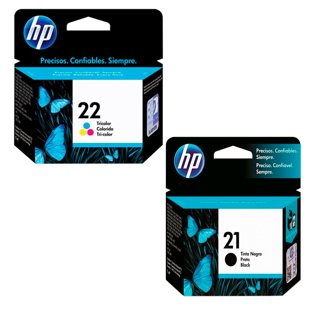 Kit Cartucho Tinta Hp 21 22 p/ Deskjet F4180 D2460 Psc 1410 - clictoner